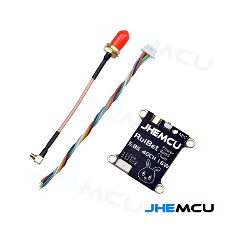 JHEMCU RuiBet Tran-3016W 5.8G 40CH 1.6W PitMode Microfone embutido VTX ajustável 2-6S 30X30mm para avião RC FPV