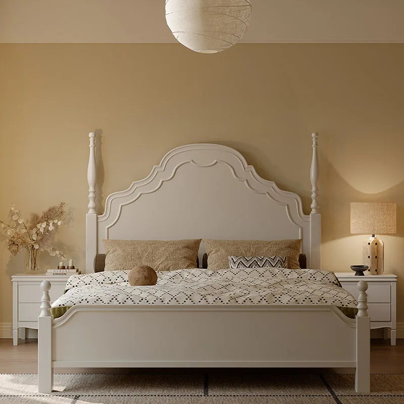

European Safe Bed Modern Wooden Frame Queen Double Loft Design Beauty Bed Princess Sleeping Letto Matrimoniale Trendy Furniture