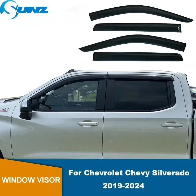 Window Visor For Chevy Silverado GMC Sierra 1500 2019 2020 2021 2022 2023 2024 2025 4PCS Sun Rain Deflector Car Window Deflector