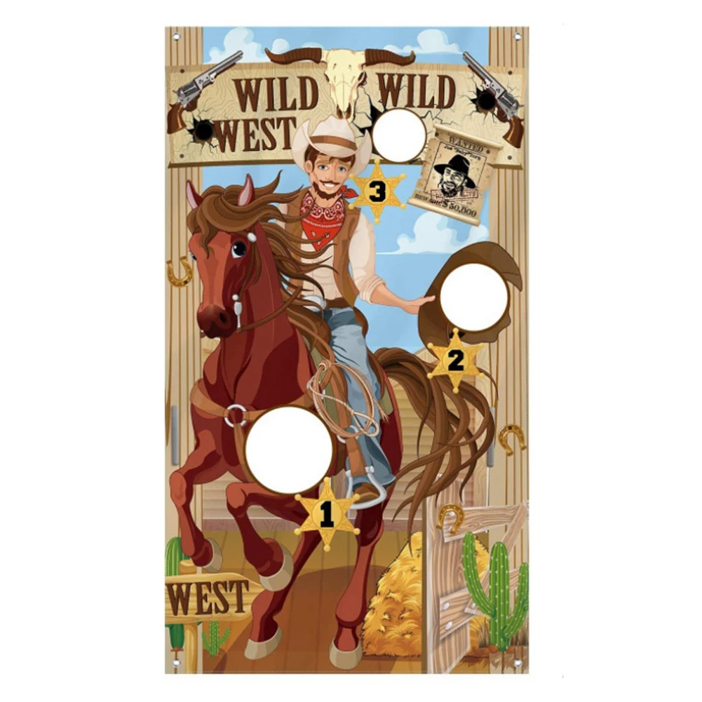 Western Party Cowboy Toss Games with 1 Bean Bags, Fun Western Game for Kids and Adults Decorations and Supplies