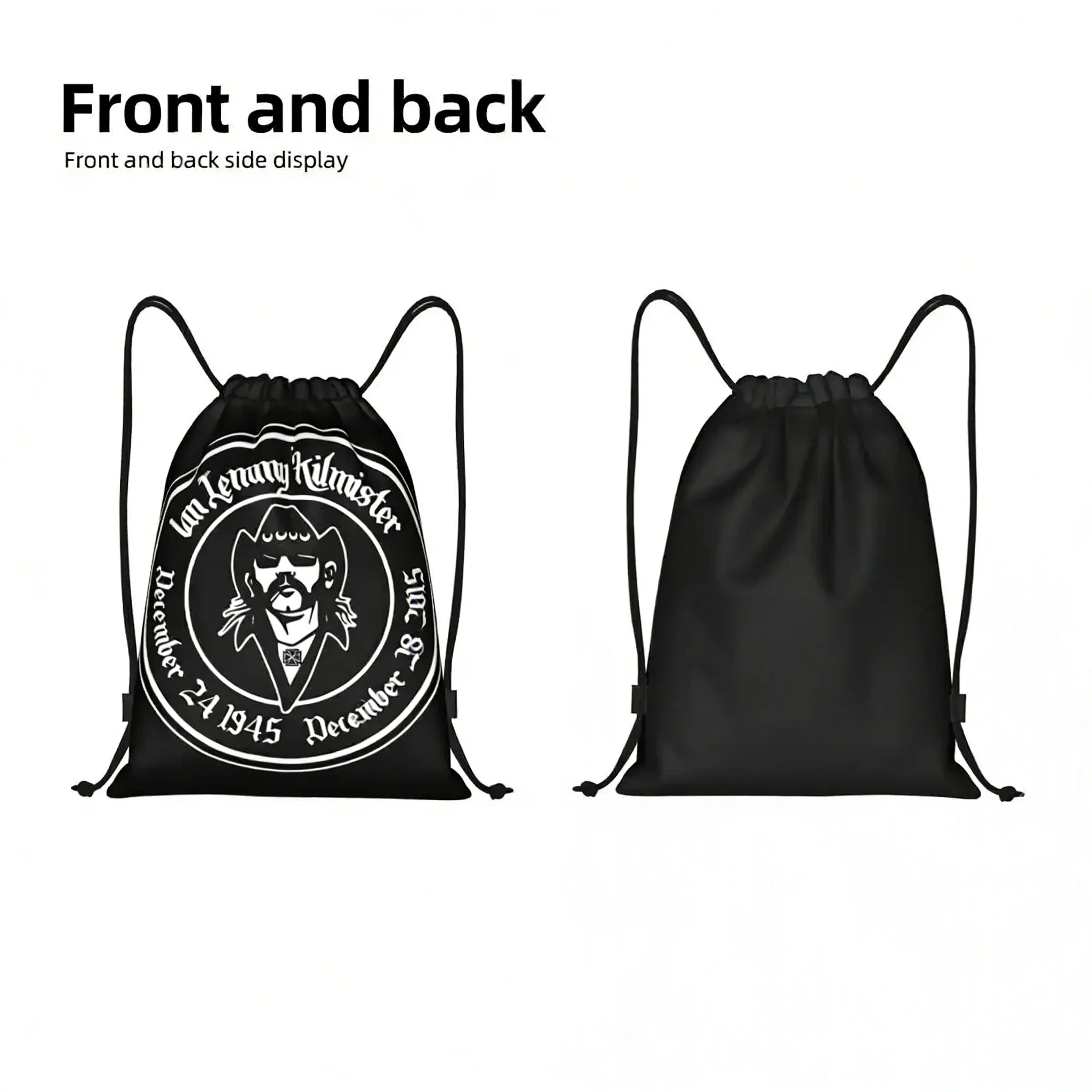 British music producer and actor Lemmys drawstring backpack women men sport bag rucksack shopping bag port
