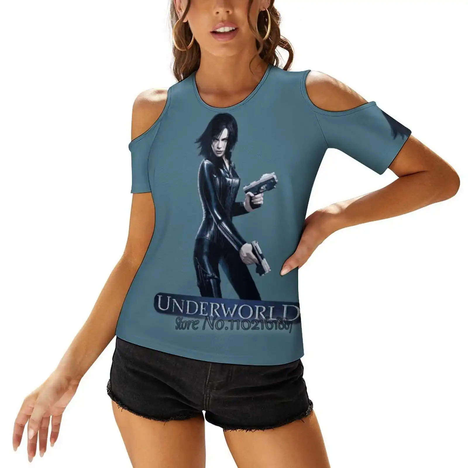 Underworld Selene Woman's Casual Sexy T-Shirt One Shoulder Lacing T Shirts Elegant Beach Party Tops Underworld Werewolf Vampire