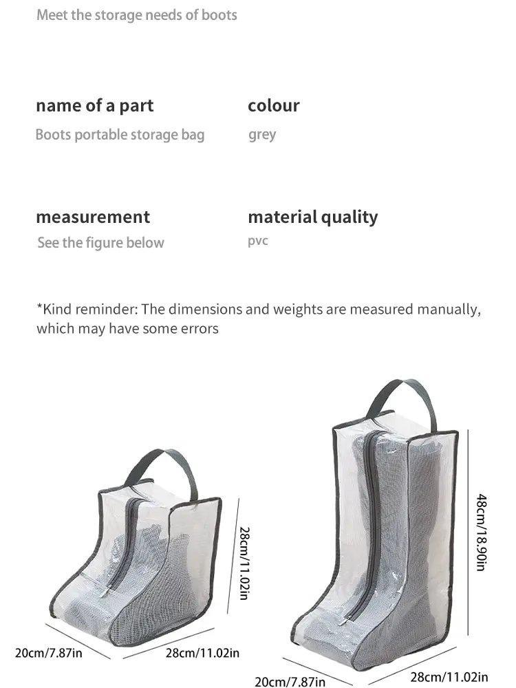 Schuhe Staubschutz Mesh Transparente Schuh- und Stiefel-Aufbewahrungstasche mit Reißverschluss Tragbarer Reise-Staub-Organizer Schutztasche – Detail 3
