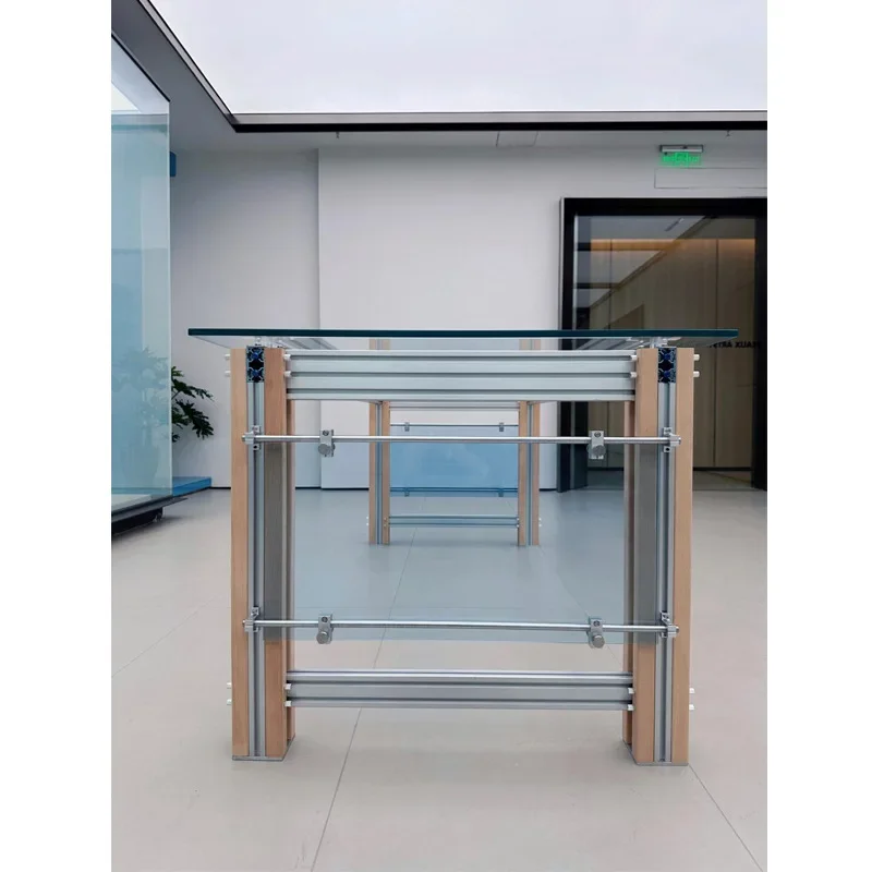 Aluminum profile glass desk personalized creative acrylic office computer desk dining table rectangular designer workbench