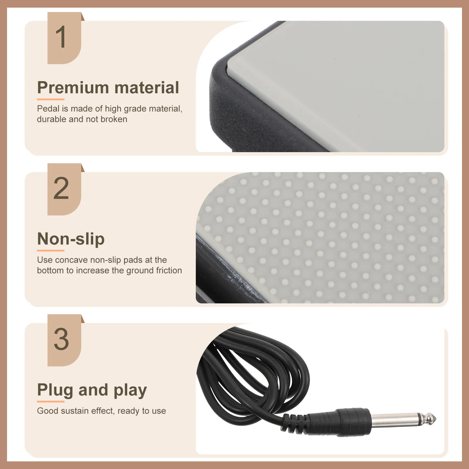 

Sustain Pedal Piano Foot for Keyboard Sustaining Abs Pedals Keyboards Universal Piano-style Child