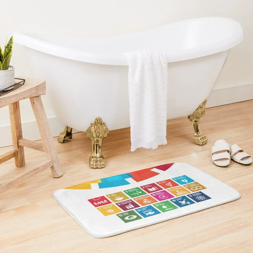 UN Global Goals | Sustainable Development Goals 2030 Colorful Bath Mat Bathroom And Shower Products DoorFor Entrance Door Mat