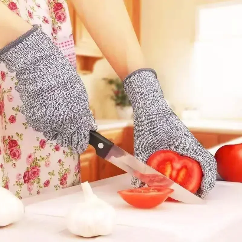 HPPE Level 5 Safety Cut-Resistant Gloves Anti Cut Proof Grey Anti-Cut Level Work Garden Butcher Gardening Handguard Kitchen Tool