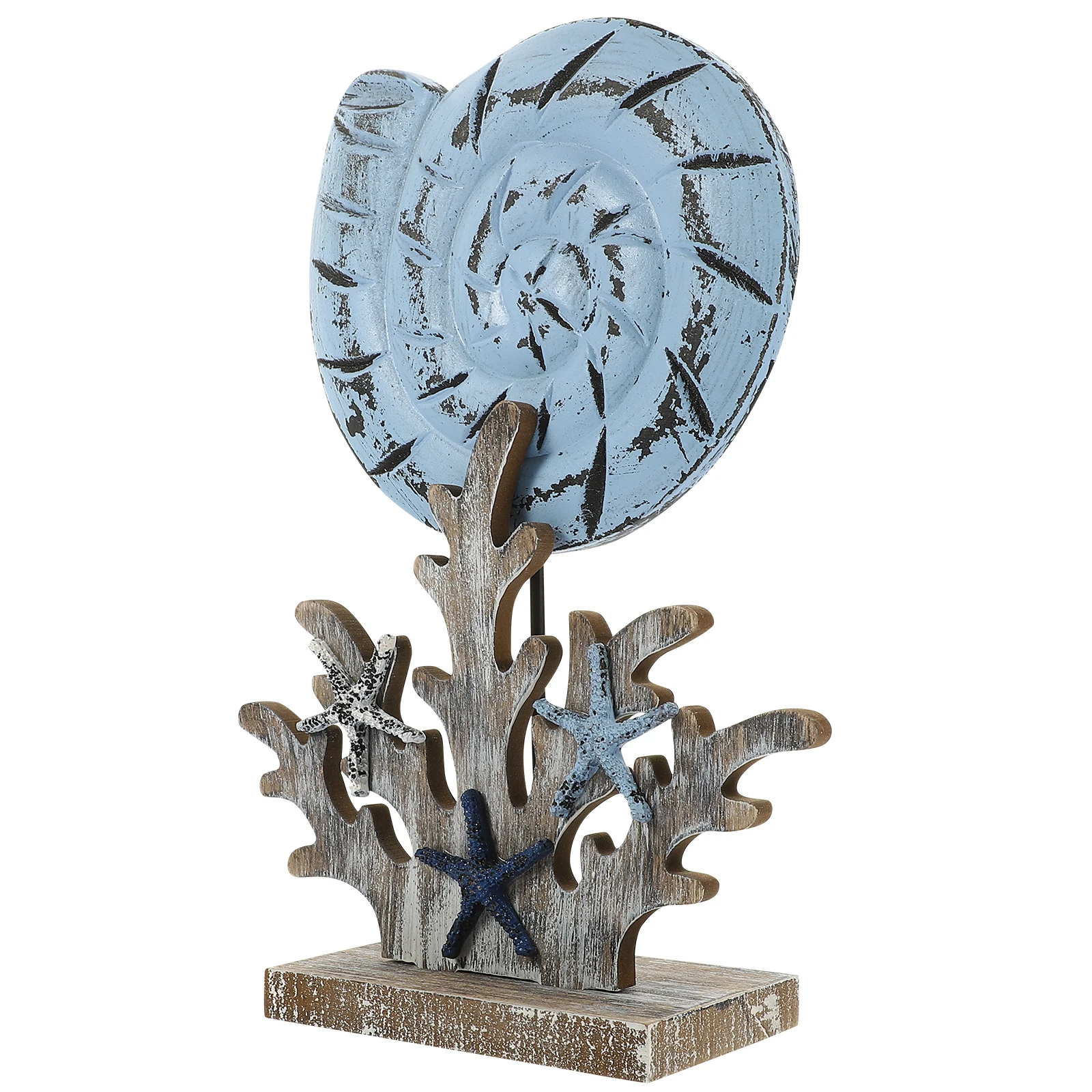 

Creative Mediterranean Style Wooden Craft Decor Tabletop Ornament Home Office Bedroom Decorative Artware Desktop Conch Statue