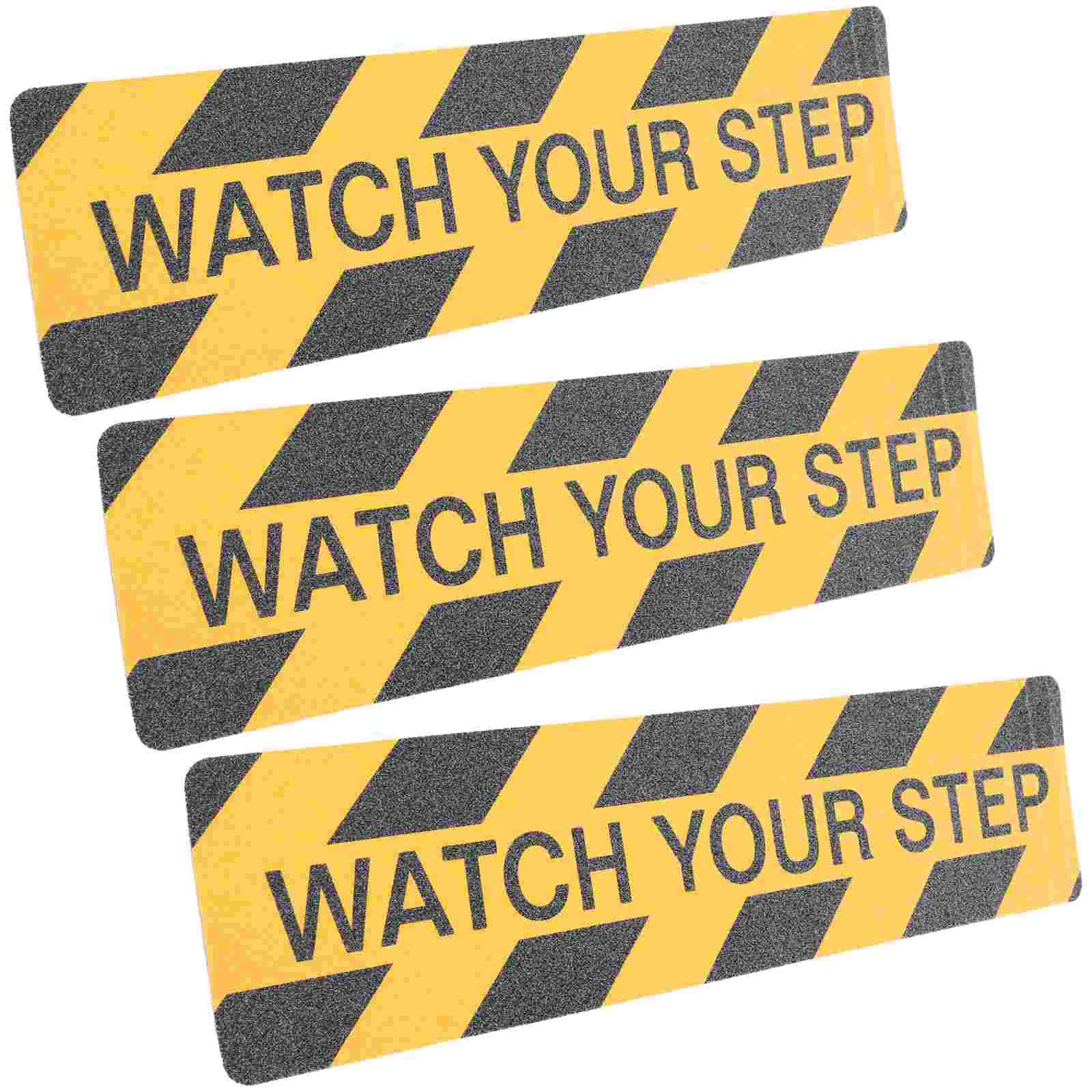 

2pcs Anti Tape WATCH YOUR STEP 15cmx60cm Black Yellow Safety Stickers for Stairs Walkways Warning Signs PVC Floor Grip Non