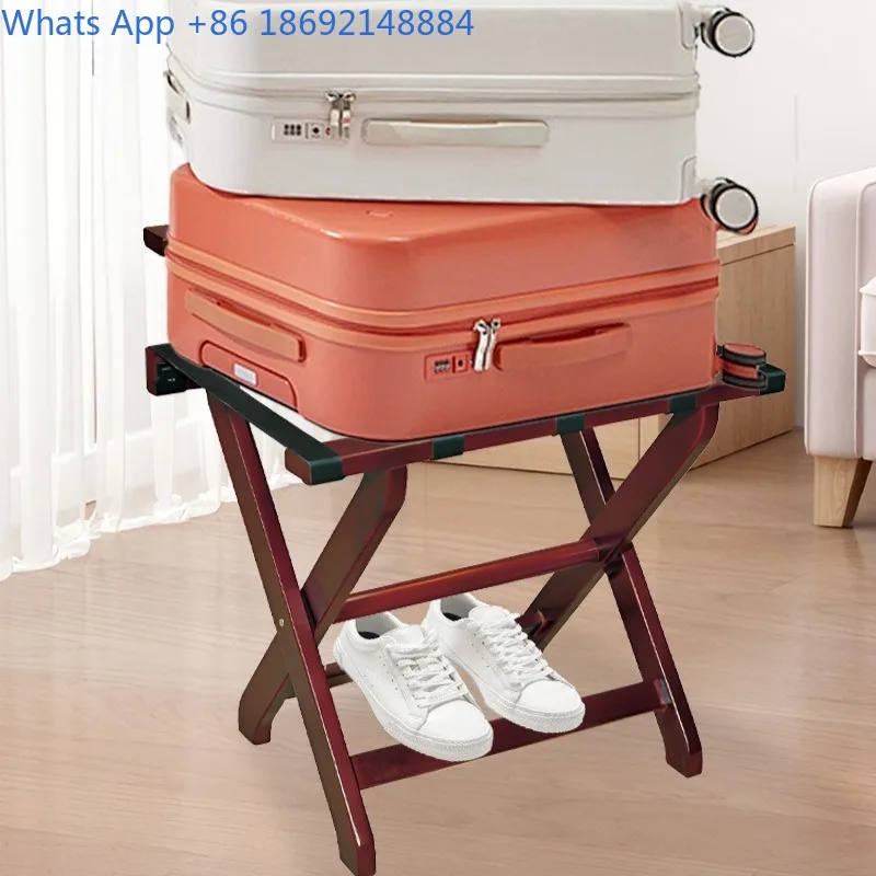 Hotel Room Luggage Rack Double-Layer Storage Rack Stainless Steel Luggage Rack Hotel Clothes  Foldable Wooden