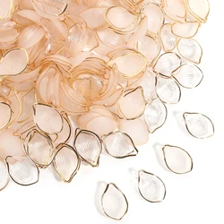 100pcs/lot Resin Baroque Style Gold Edged Spoon Petal Matte Transparent Petals DIY Jewelry Hairpin Earring Decoration Accessorie