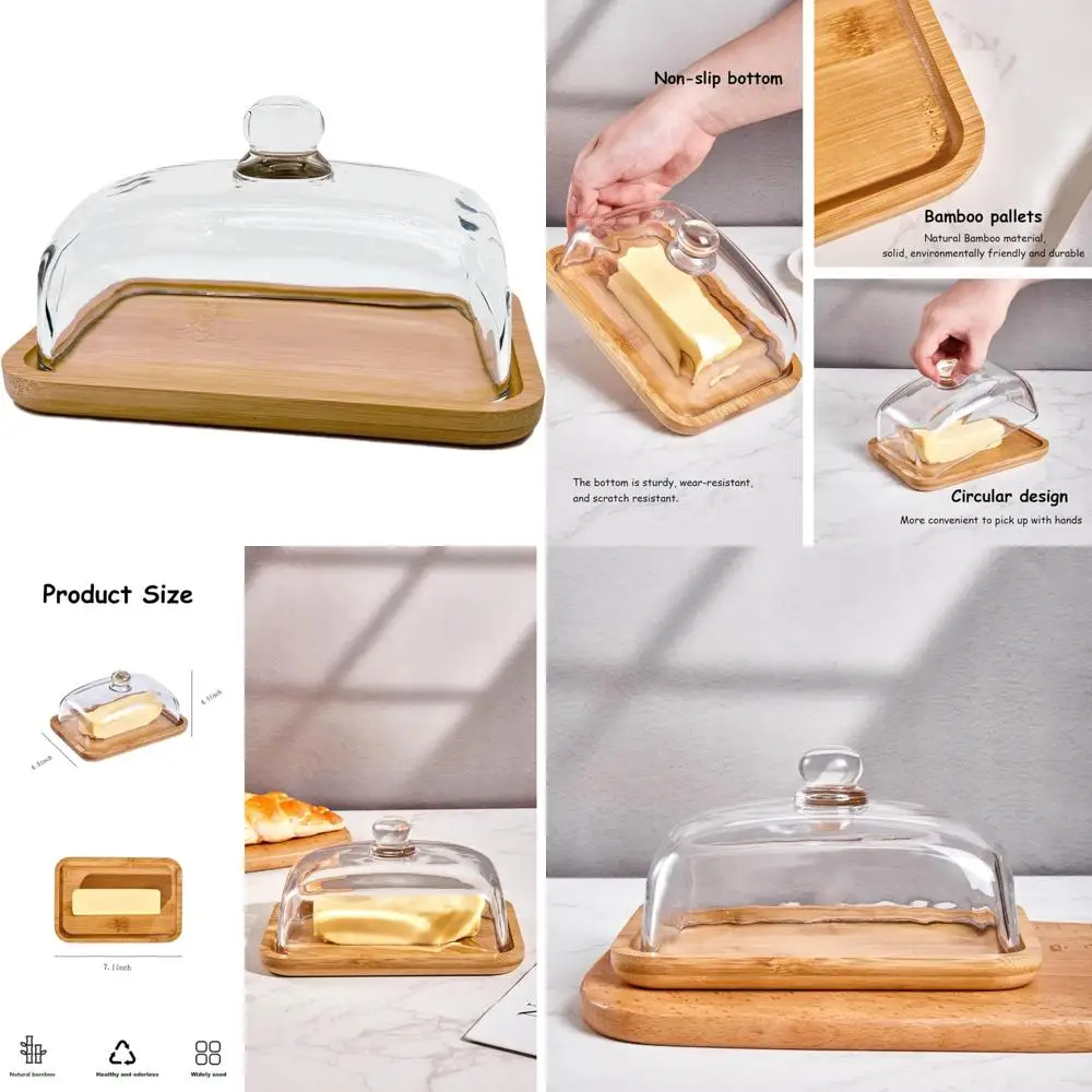 

butter dish with lid, glass airtight lid keeps butter soft, for countertop and refrigerator. widened design to fit all butters.