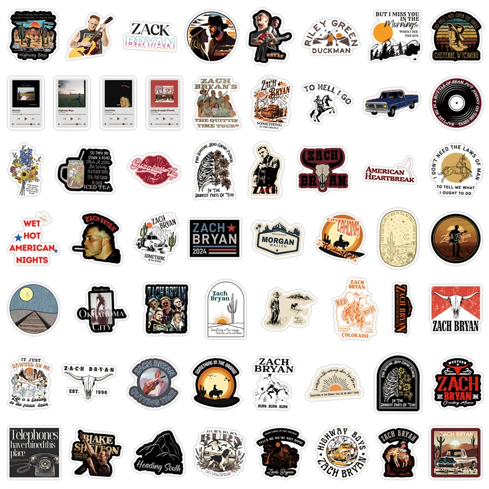 10/50PCS Zach Bryan sticker For Journal Scrapbook Car Bike Helmet Skateboard Water Bottle Phone Laptop Photo Album Sticker Toys