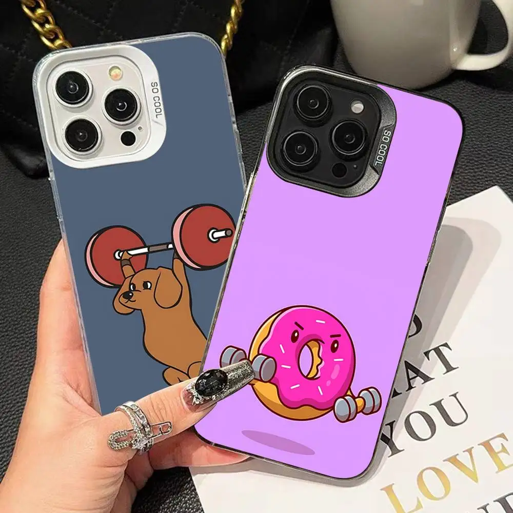 Gym Fitness Bodybuilding Phone Case For IPhone 16 15 14 13 12 11 Pro Max Plus Color Shockproof Back Silver Cover