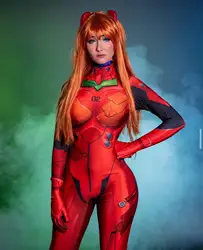 Asuka Langley Soryu-disfraz de Halloween para mujer, mono de Anime de cuerpo completo, Zentai, traje para adultos, 3,0