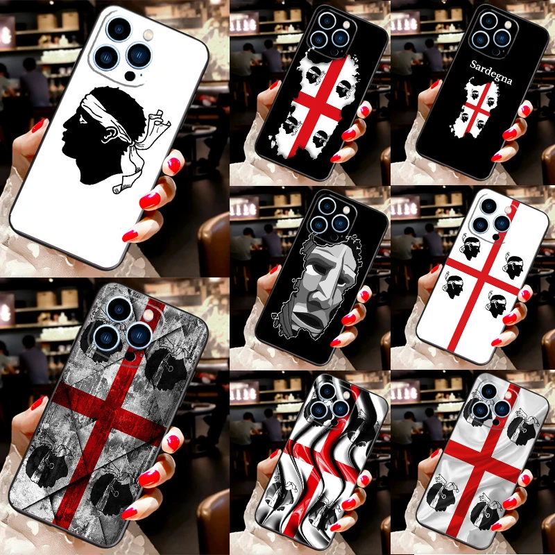 Flag of Sardinia Phone Case For iPhone 15 14 11 12 13 Pro Max 13 Mini X XR XS Max 7 8 Plus Silicone Back Cover