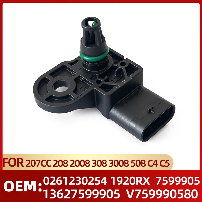 MAP Sensor Intake Manifold Pressure Sensor 0261230254 1920RX 13627599905 V759990580 for Peugeot 308 2008 508 Citroen C4 C5 DS4