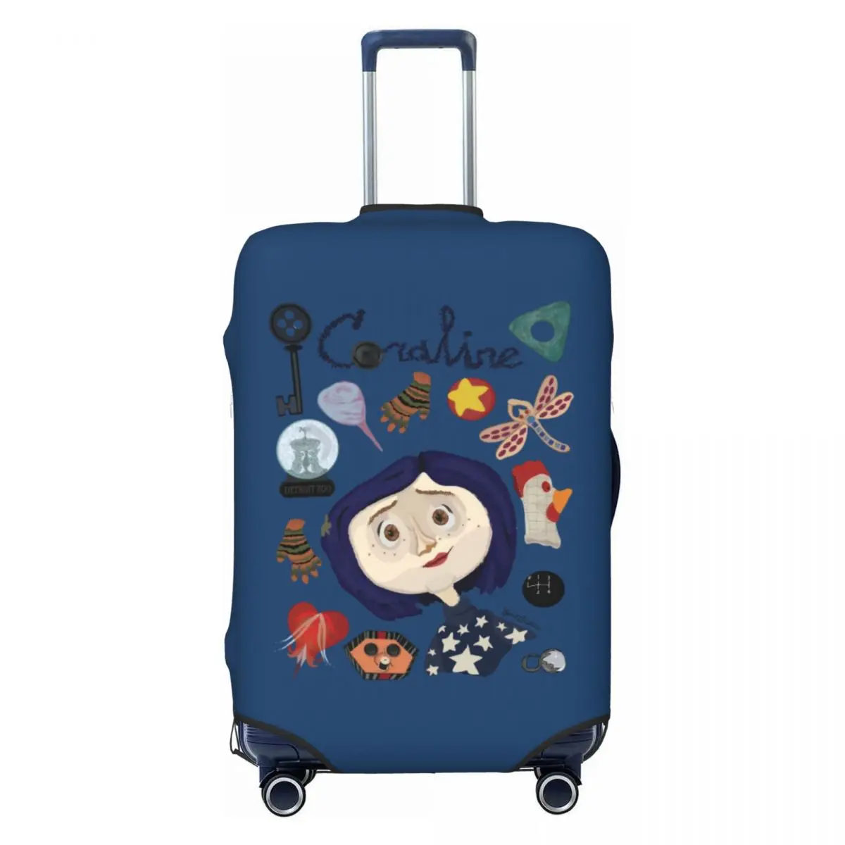 

Custom Horror Halloween Movie Coraline Luggage Cover Protector Cute Travel Suitcase Covers for 18-32 Inch