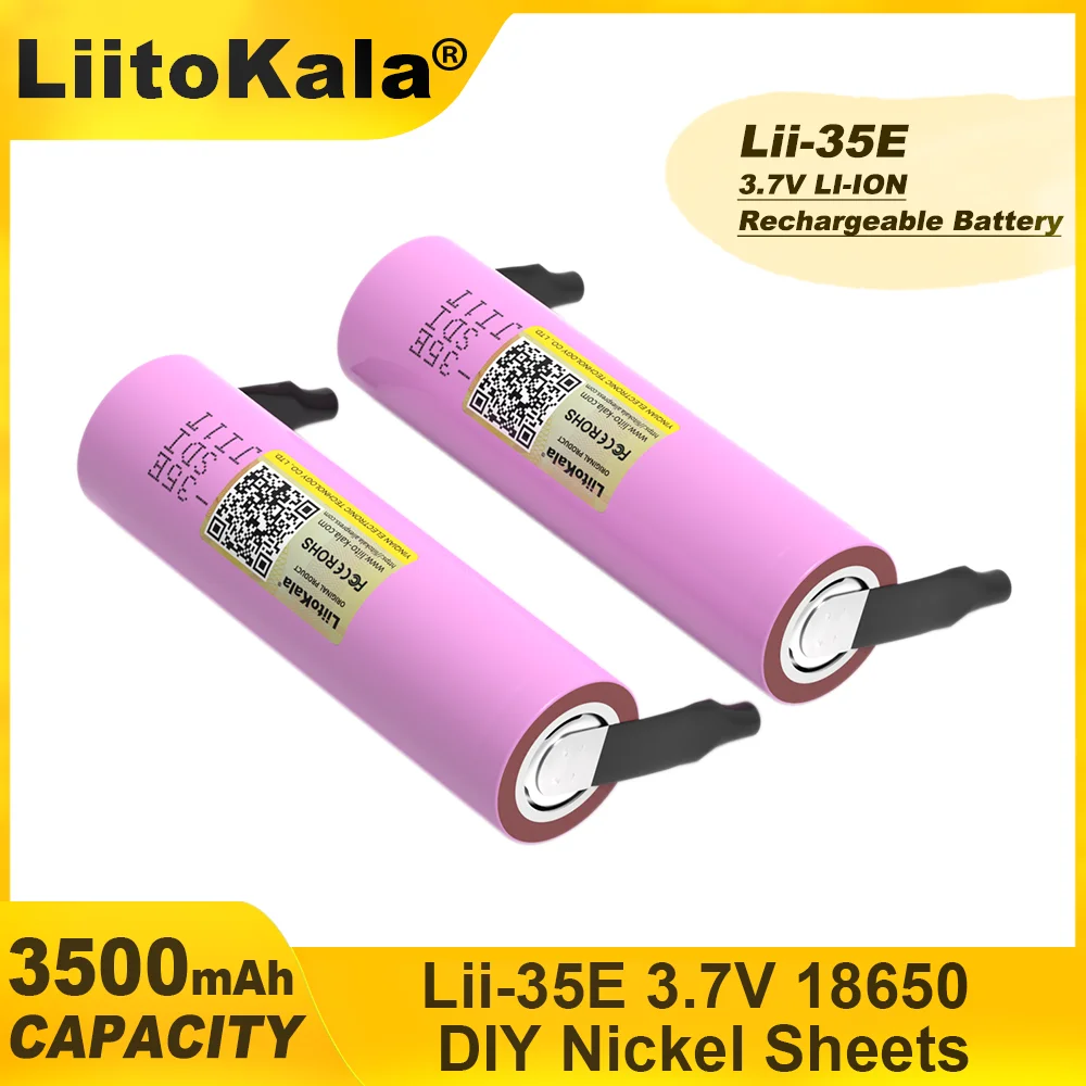 Liitokala INR18650 35E Original 18650 Lithium Battery 3500mAh 3.7V 25A High Power for Electrical Tools+DIY Nickel Belt