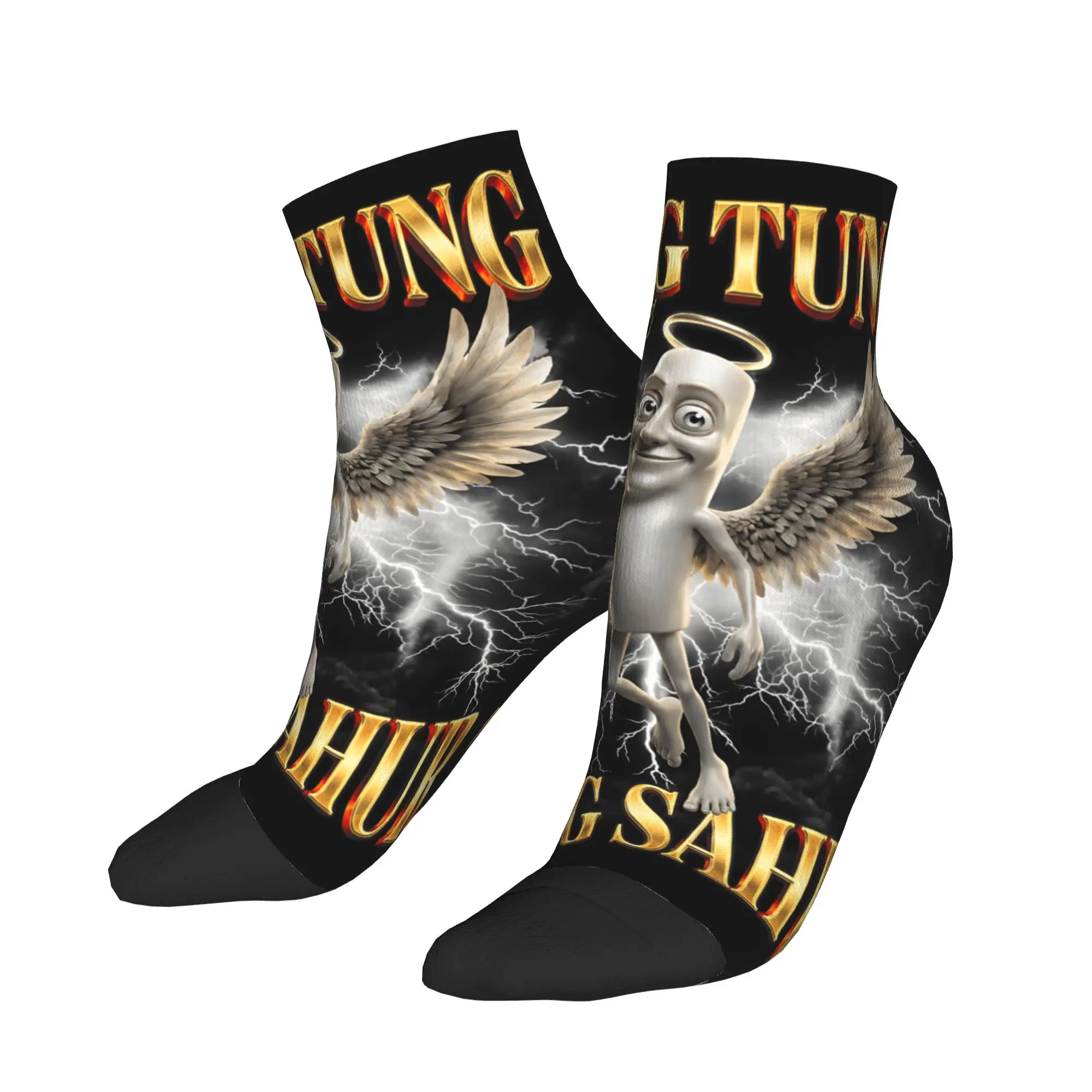 

Funny Angel Tung Tung Sahur Brainrot Meme Socks Vintage Ankle Socks Autumn Non Skid Men Comfortable Graphic Running Casual Sock