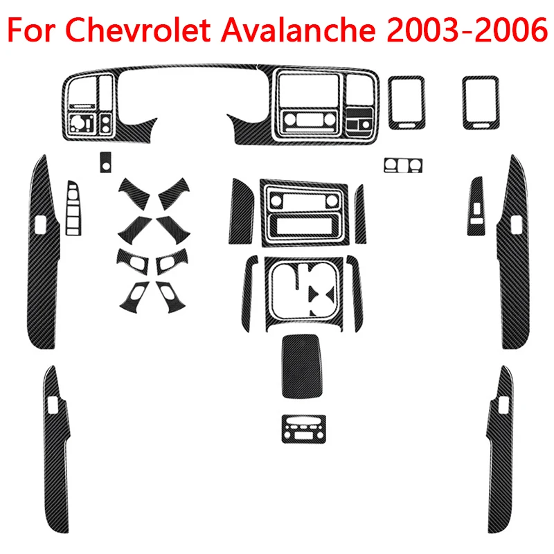 For Chevrolet Avalanche 2003 2004 2005 2006 Car Interior Black Carbon Fiber Styling Stickers Decorative Auto Accessories