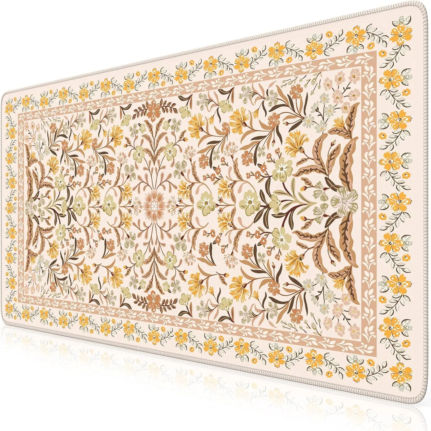 

Yellow floral-patterned Persian-style mouse pad, washable computer desktop decoration, rubber anti-slip, high quality