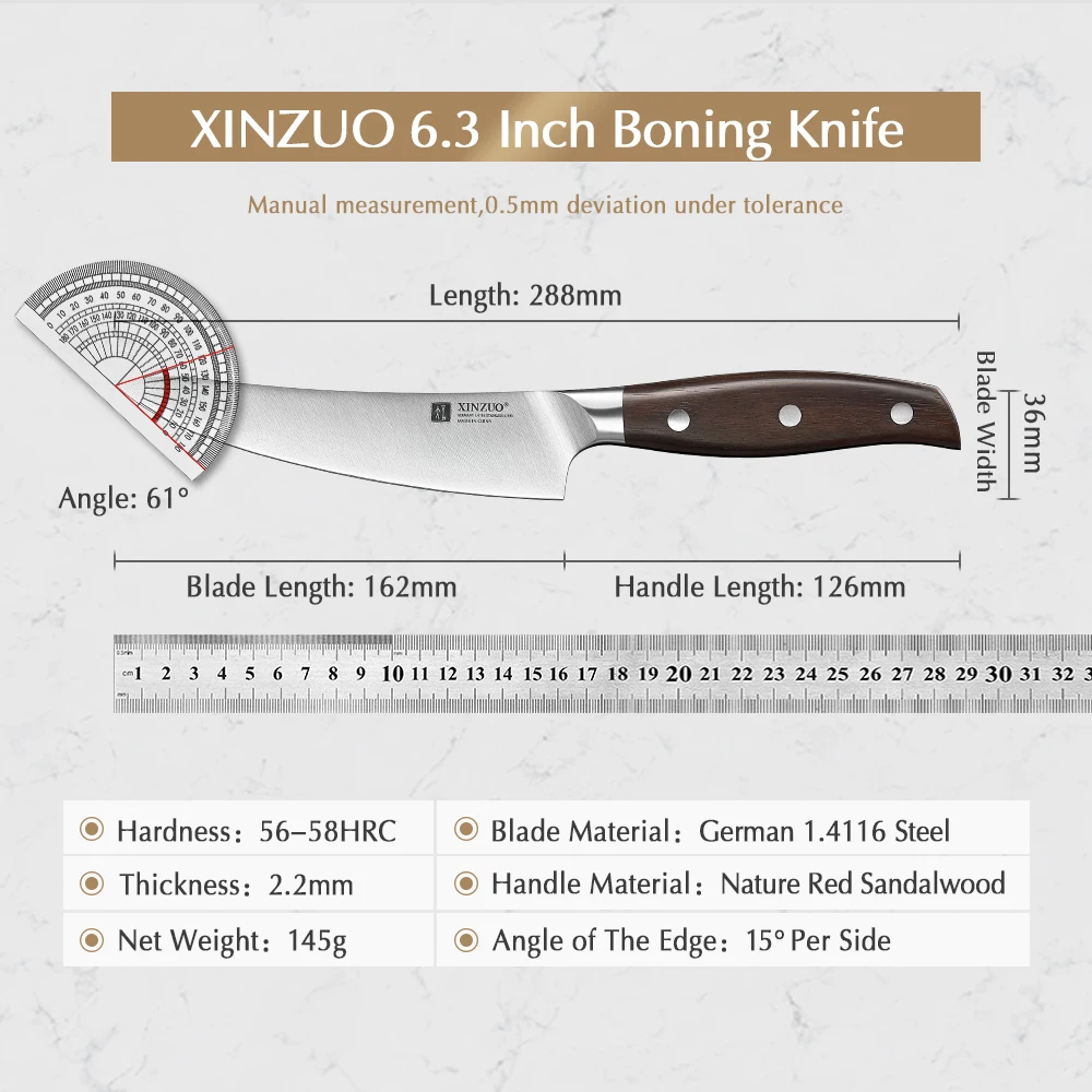 XINZUO 6.3 Inch Boning Fish Fillet Knife Forged Steel Chef Curved Boning Knife Kitchen Slicing Cutting Meat Deboning Knives