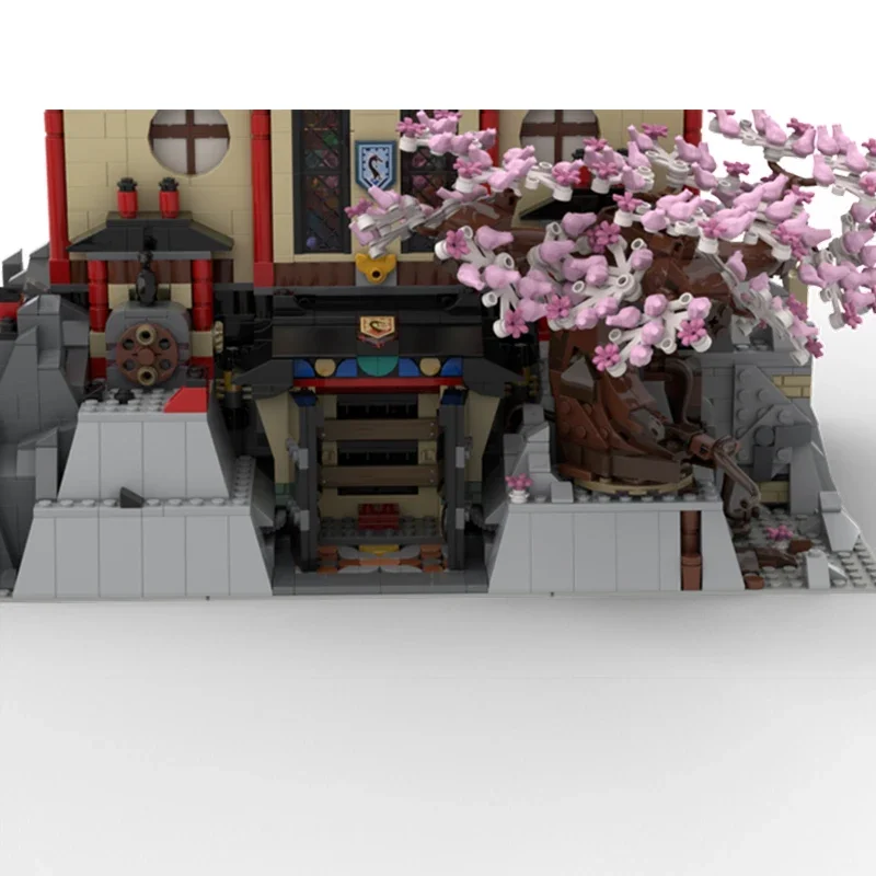 htmoc tradizionale tempio casa drago città Architettura cinese Building Blocks Modello archway gateway Padiglione Mattoni fai da te Giocattoli