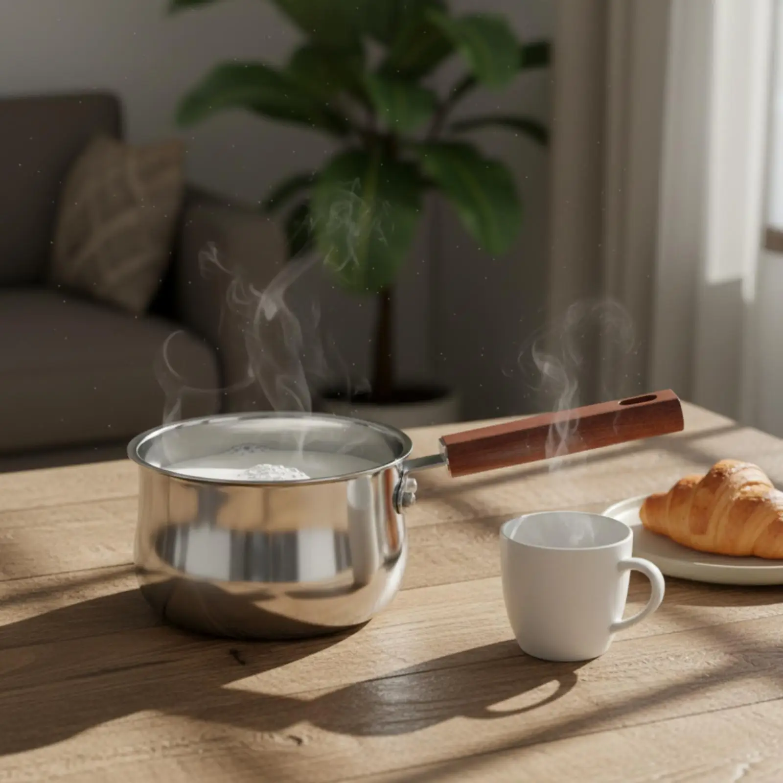 Infant Meal Pot Pot Uncoated Stainless Steel Milk Pot Lid Included for Infants