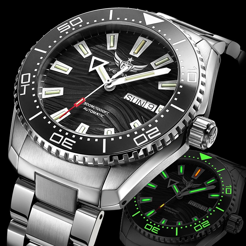 YELANG Men Military Watch Automatic Luxury Mechanical Wristwatch Diver 30ATM Waterproof Luminous Sapphire SW220 Ceramic Bezel