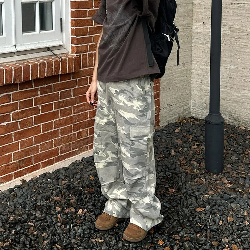 Pantaloni da lavoro mimetici larghi a gamba dritta ey Pantaloni casual da paracadutista da uomo bianchi americani retrò