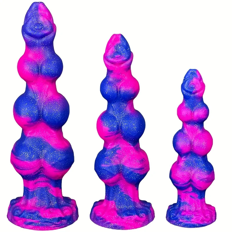 Starry sky monster dildo fantasy 3 knot dildo, soft silicone anal dildo, puppy G-spot dildo with big suction cup gay and lesbian - Image 5