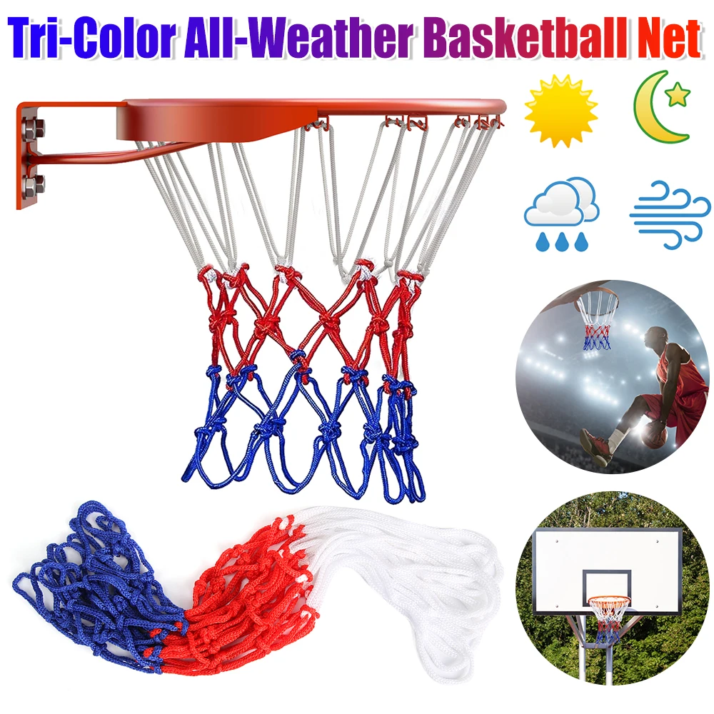 

1-5PCS Basketball Basket Outdoor Sport Basketball Rim Net Standard Basketball Net Mesh All-Weather Tri-Color Sport Entertainment