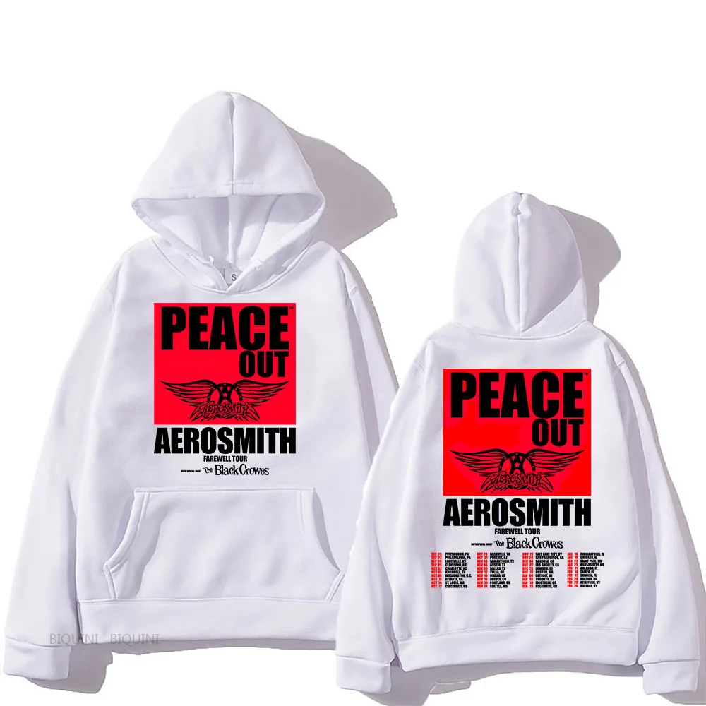 Hard Rock Band Aerosmith Hoodies PEACE OUT Farewell TOUR 2024 Sweatshirts Ropa Hombre Hooded Pullovers Men Unisex Streetwear