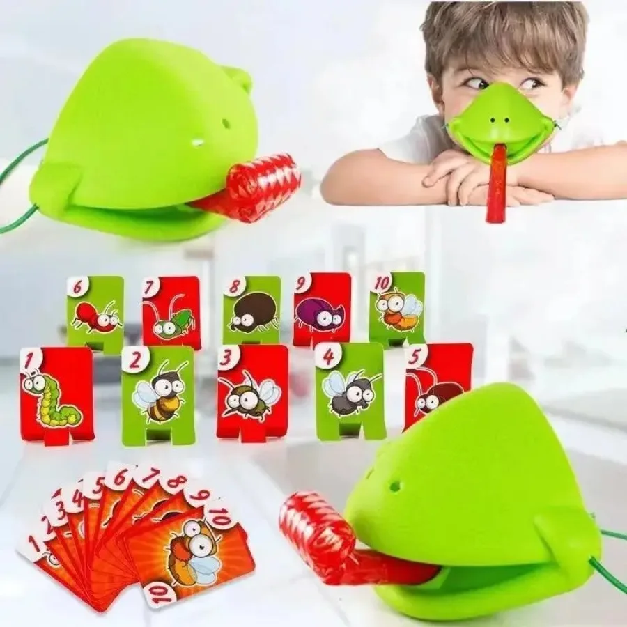 Chameleon Lizard Mask Wagging Tongue Lick Cards Board Games for Children Family Party Toys Antistress Funny Desktop Game Toys