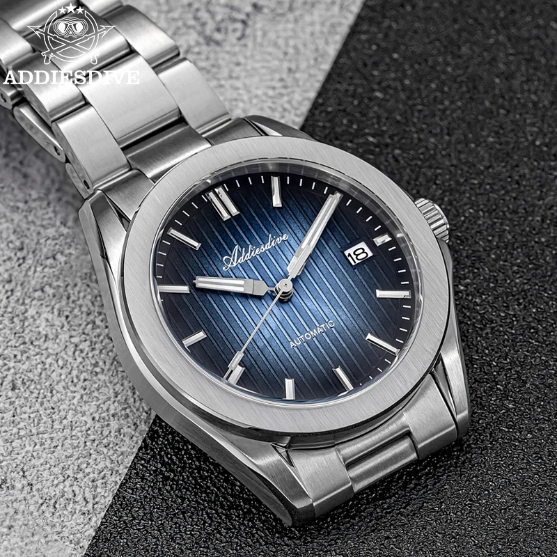 ADDIESDIVE 38mm Men Casual Watch Sapphire Crystal BGW9 Blue Luminous 200m Diving Sunburst Japan NH35A Automatic Mechanical Watch