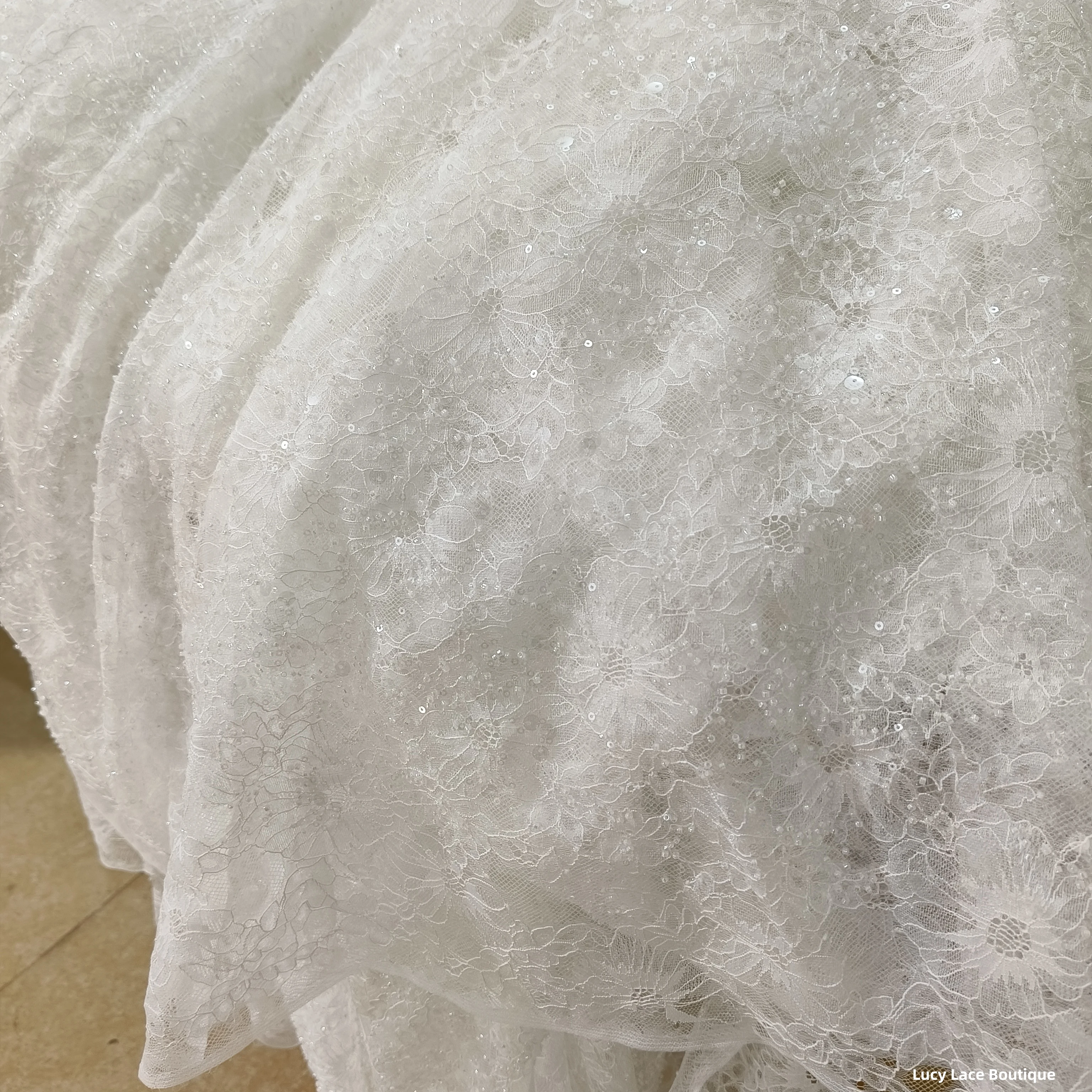1.3M Wide Lace with Beads Off White Color Wedding Lace French Lace Beaded Wedding Gown Lace 2024 NEW Beading Lace Luxury