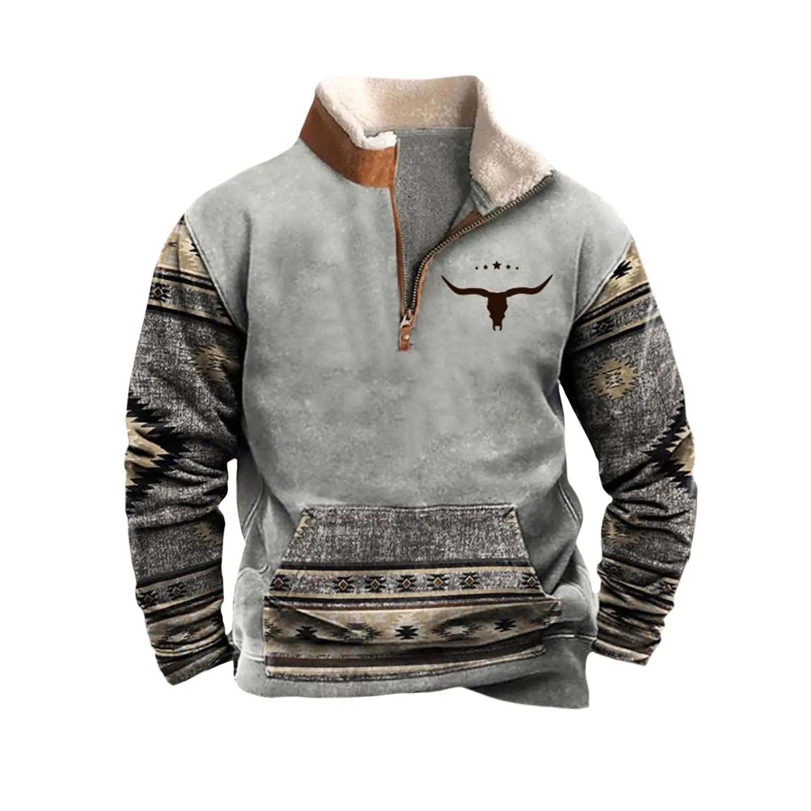 Western Hoodie for Men Aztec Cowboy Sweatshirt Long Sleeve Casual Shirts Comfy Vintage Fall Winter Tops