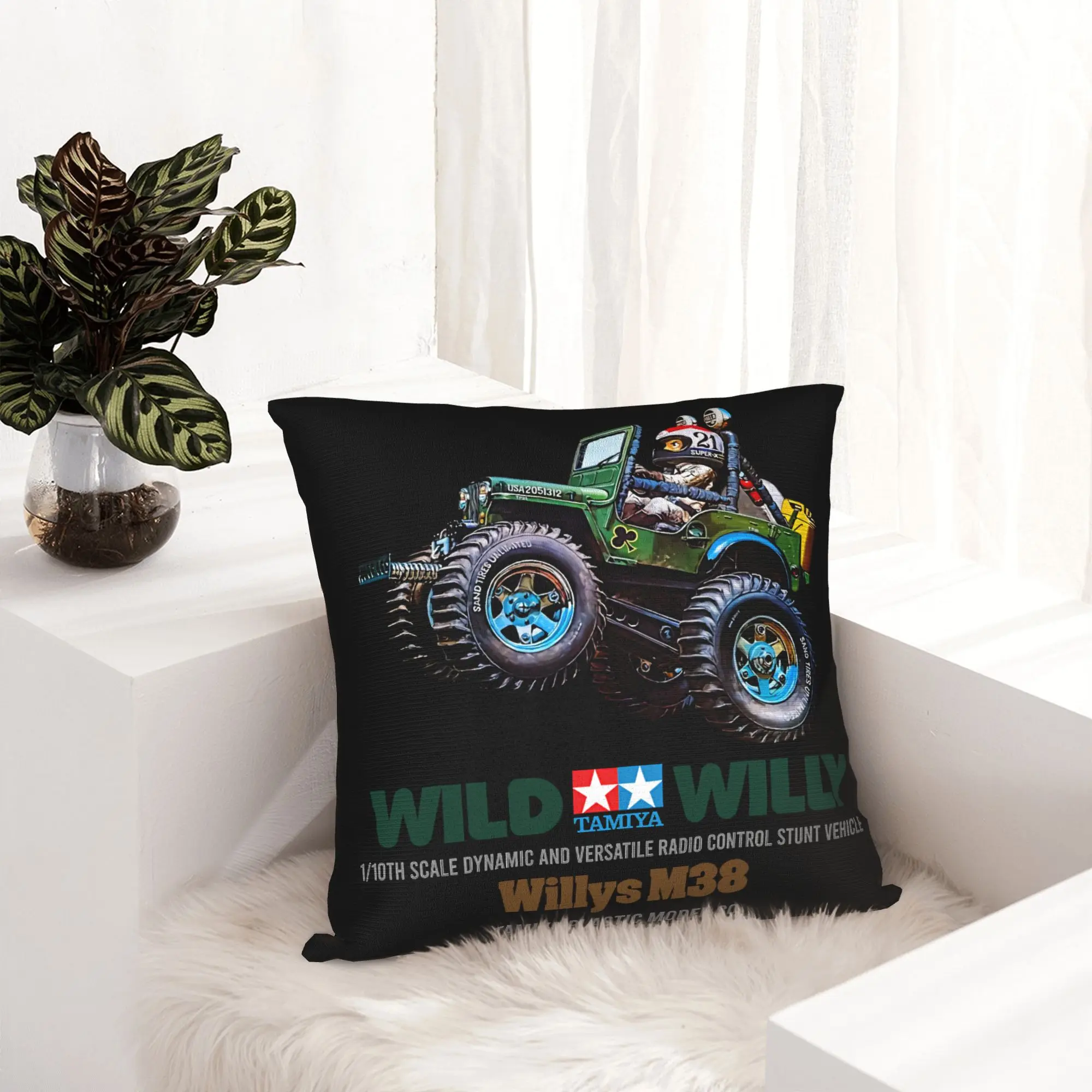 Fashion Green of Wild Cushion Covers 40x40cm Soft Tamiyas Symbol Pillow Case for Car Square Pillowcase Bedroom Decoration