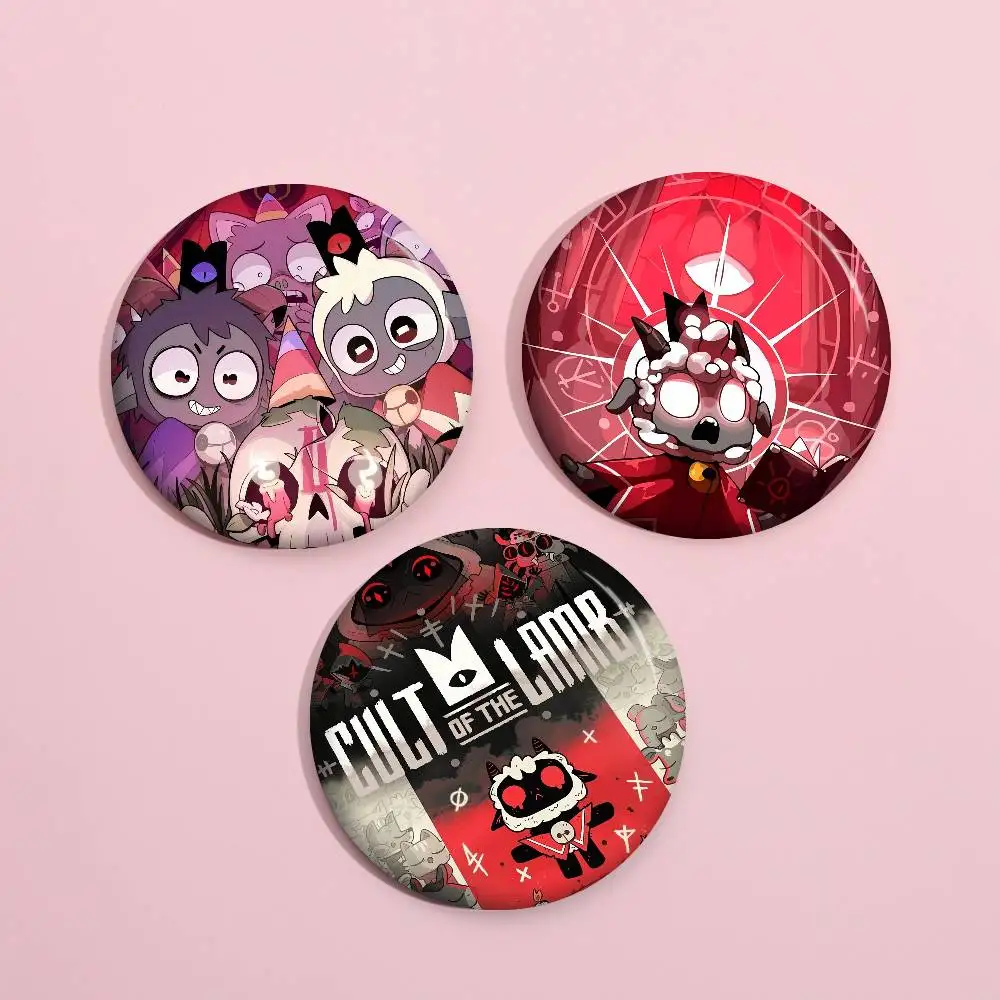 Game Cult Of The Lamb Creator Tinplate Pin Button Custom Anime Role Old-school Brooch Cartoon Collar Badge Jewelry Gift Fans