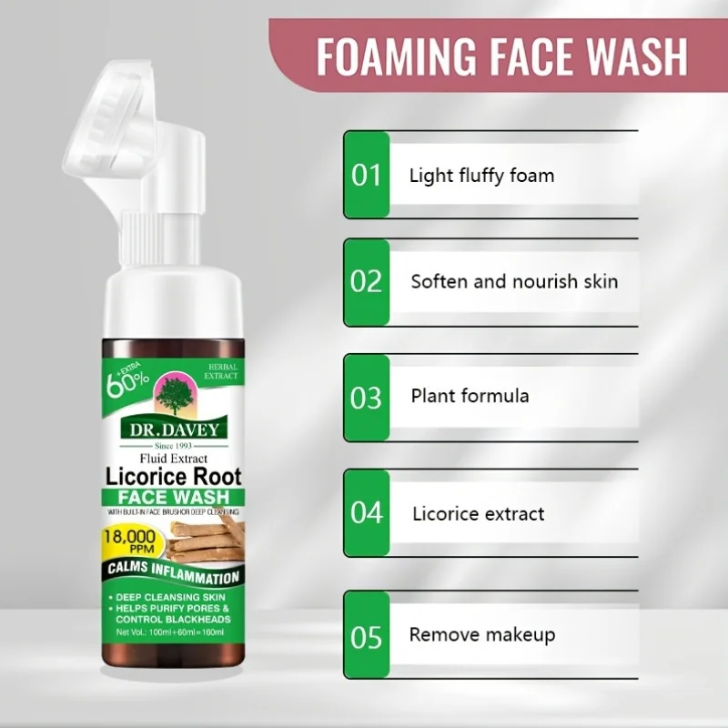 فقاعة موس منظف الوجه Licorice Root Foam Cleanser منظف الفقاعات منظف مرطب للوجه للرجال والنساء يمكن تنظيفه وليس ضيقًا #3