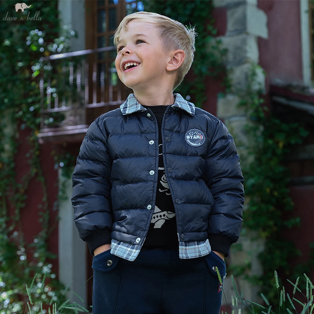 Dave Bella Boys White Down Parka Jacket Children Winter Warm Down Coats Waterproof Outwear Outdoor Clothes DB4253595