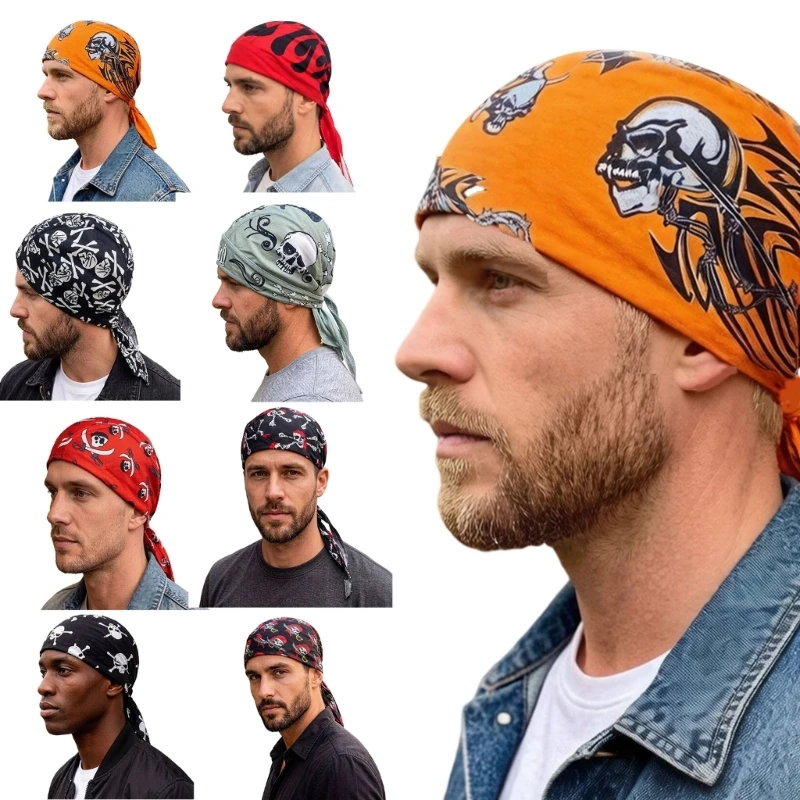 Fast Dry Head Scarf With Breathable Design Fashion Skull Print Headwrap Hiphop Dancing Head Covering For Mountain Climbing D0UB