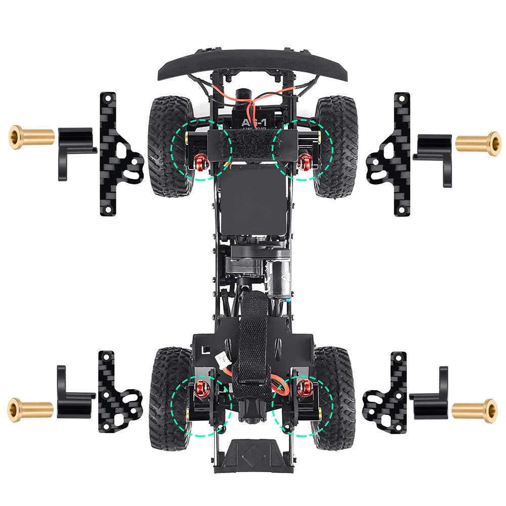 AXSPEED Aluminum & Carbon Fiber Flex Blades Suspension Travel Extension Shock Absorber Mount for 1/24 Axial SCX24 Upgrades