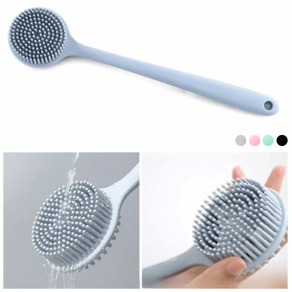 

Противоскользящий скребок для душа с мягкой щетиной, мягкий силиконовый скребок для спины, длинная ручка, 15-дюймовая сухая щетка для мужчин и женщин
