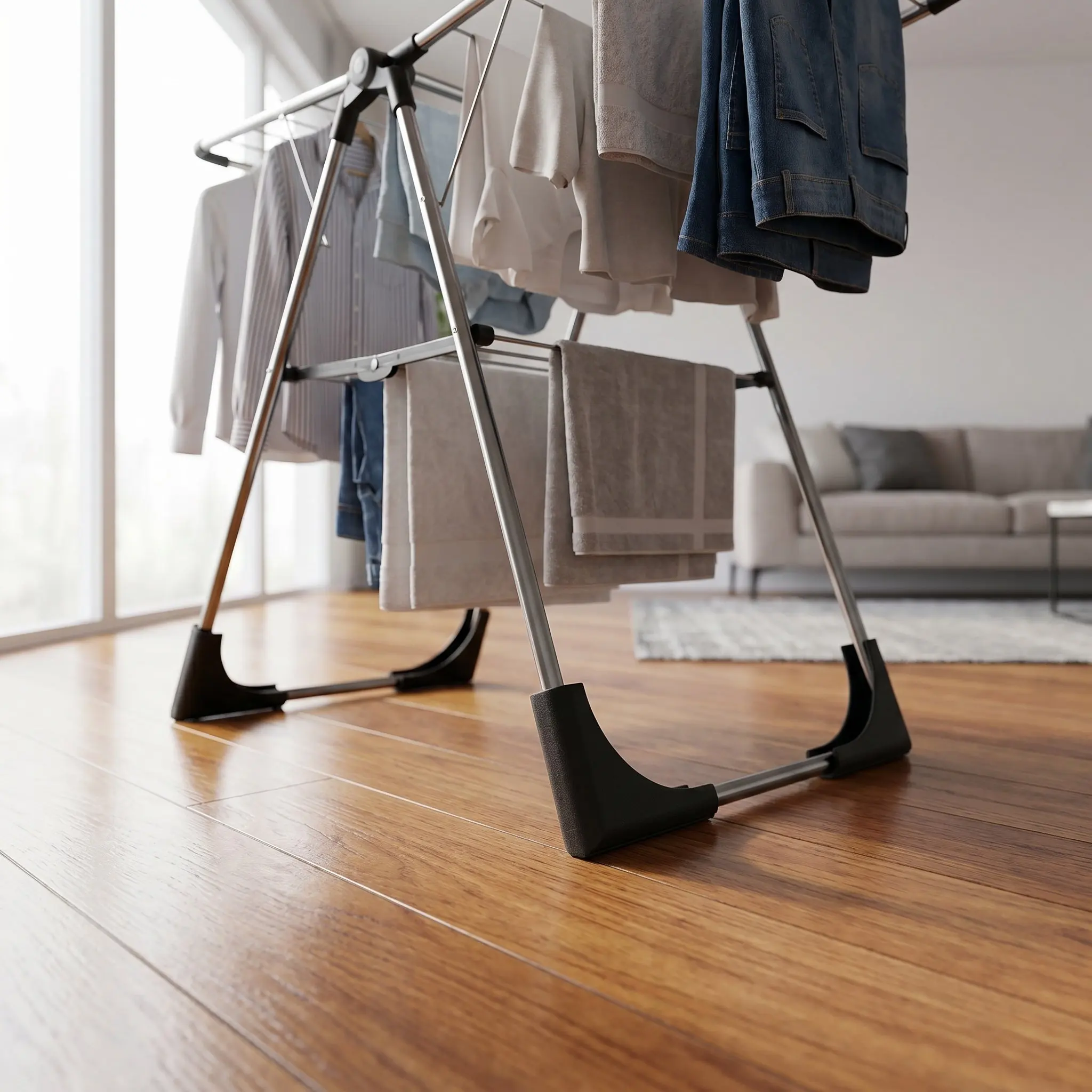 4Pcs Clothes Drying Rack Feet Covers Anti-Tilt Non-Slip L-Shaped Floor Protectors for 22Mm Steel Tubes Heavy-Duty Furniture Leg