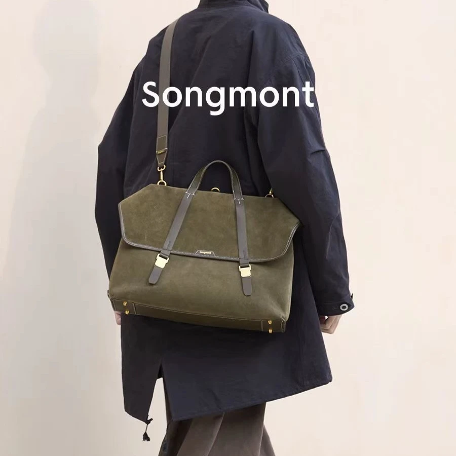 

Songmont Minimalist Slung Shoulder Bag - Gender-Free Suede Briefcase with Spacious Interior, Urban Elegance