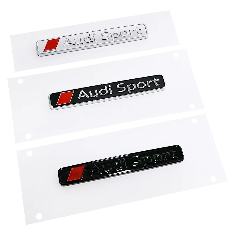 3D ABS Chrome Black Logo Audi Sport Emblem Decal Car Fender Trunk Badge For Audi A3 A6 Q8 Q2 Q3 Q5 Q7 A4 Audi Sport Accessories