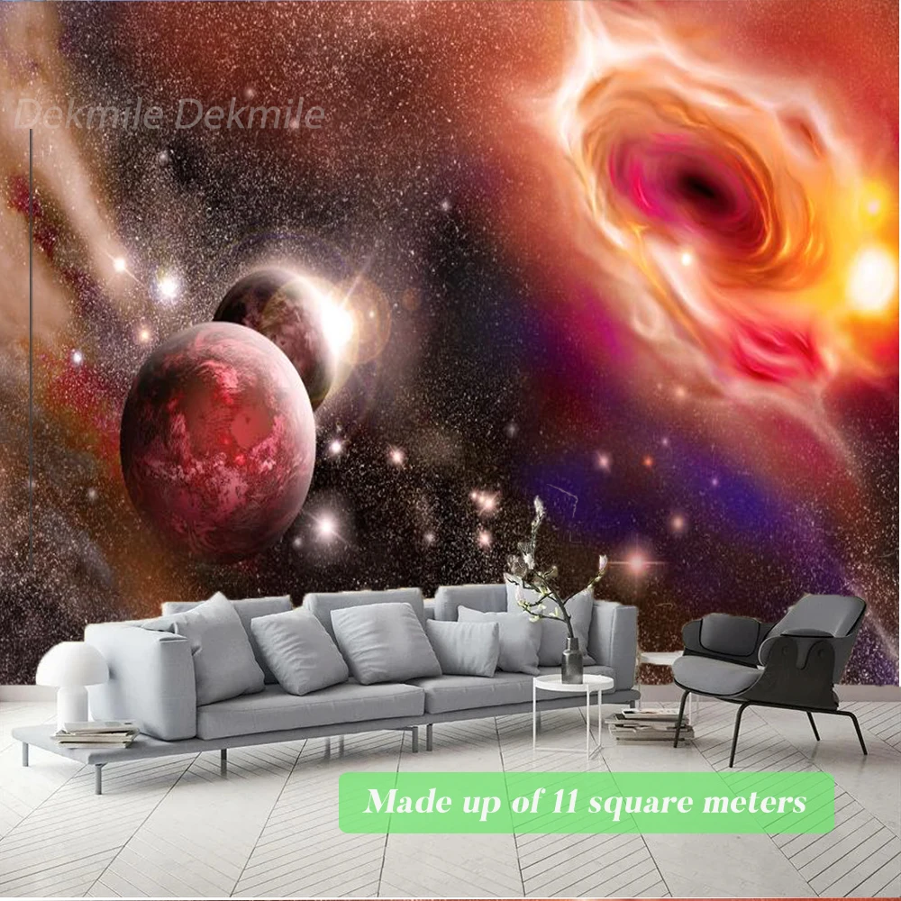 Papel tapiz personalizado de gran tamaño, murales de galaxia, planeta espacial estrellado, decoración de habitación de niños, revestimiento de