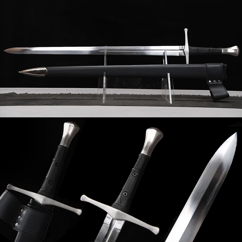 Espada de Entrenamiento, Réplica de Espada Medieval, Hoja de Acero G10, Espada Europea, Funda de Madera, Personalizable